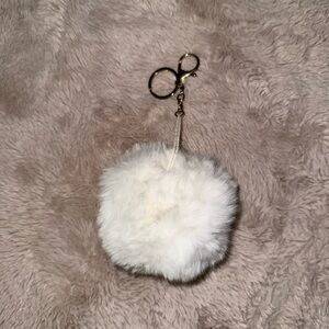 Pom Pom Keychain in White